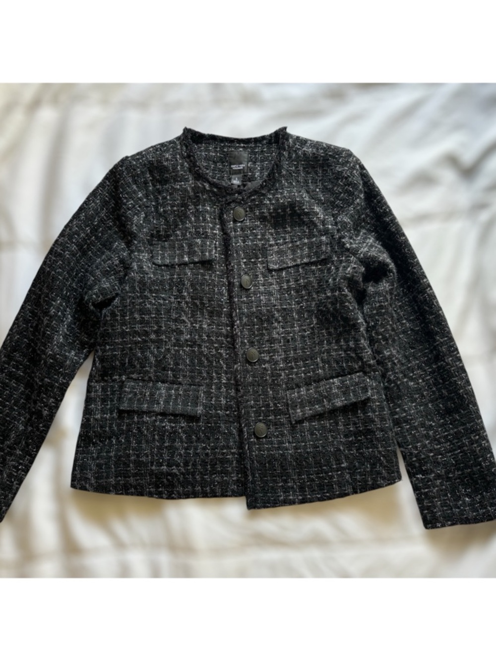 Simply Vera Wang Black and Silver Tweed Blazer